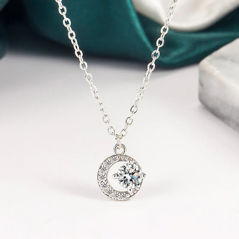 Fashion Luxury Trendy Classic 1ct GRA Moissanite Irregular Sqaure Necklace For Charm Women 925 Silver Party Jewelry Gift