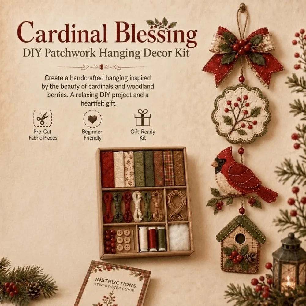 Pre-Cut Fabric Strips Santa Claus Pendant DIY Sewing Kit Thickened Decorative Quilted Christmas Hanging Kit Flower Handmade