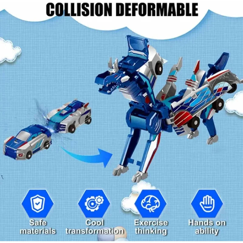 Collision Transforming Dinosaur Car Toy Magnetic Dinosaur Transformer Car Transform into Dinosaurs Fun Transforming Cars