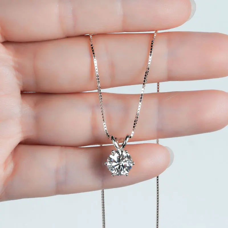 Classic 0.5CT-5CT D Moissanite Pendant Necklace Adjustable Chain 925 Silver for Women with Certificate 2CT 3CT 4CT Lab Diamond