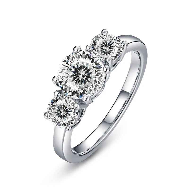 JoyceJelly S925 Sterling Silver Colors Moissanite Ring 2CT 4CT Total Full Moissanite Diamond Jewelry For Wedding Engagement Gift