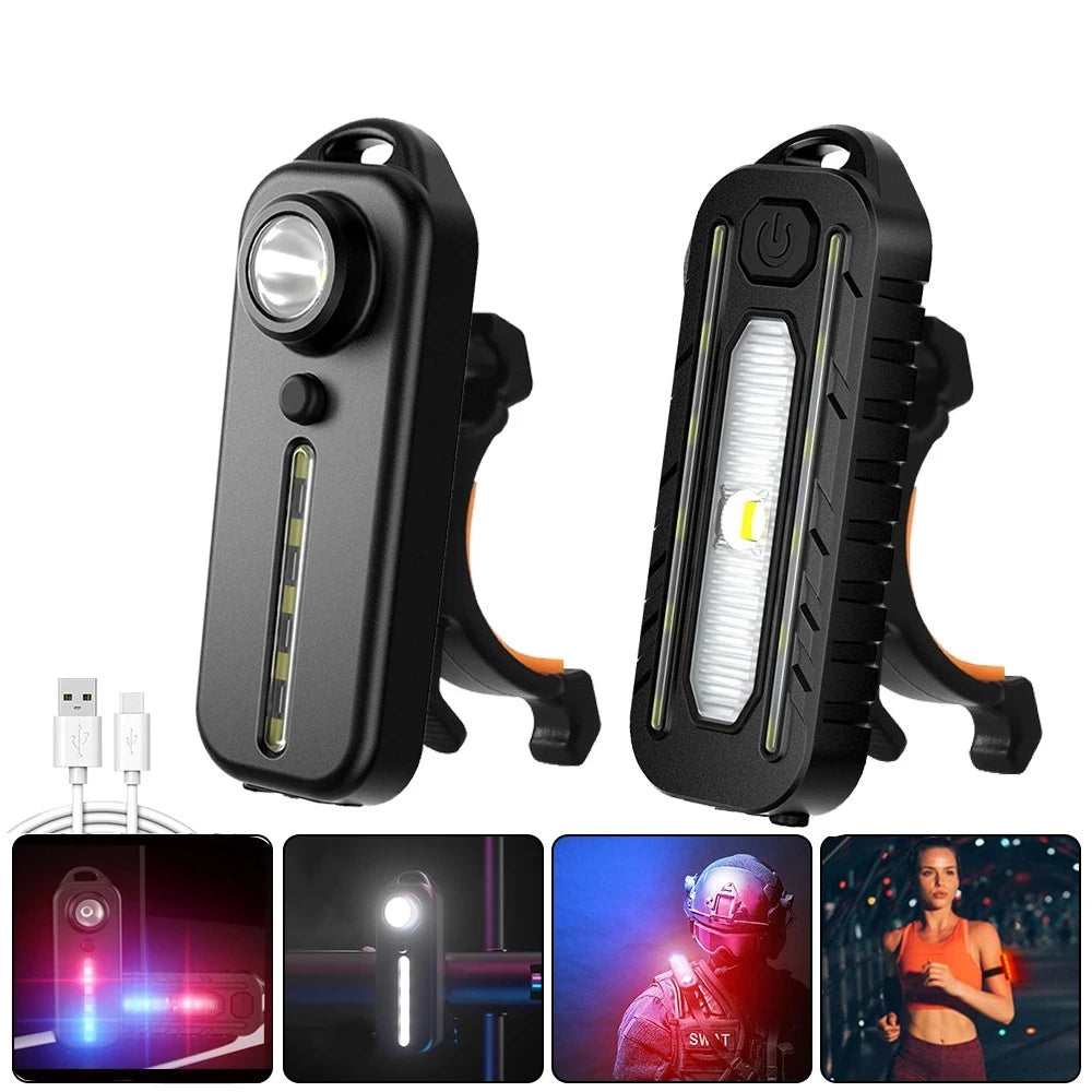 LED Red and Blue Shoulder Light with Clip USB Rechargeable Flashlights Warning Safety Torch Bike Warn LANTERN