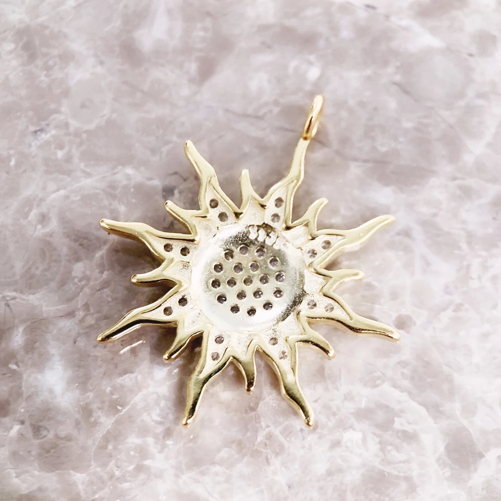Pendant Sun Star CZ Pave Summer Winter New 925 Sterling Silver Fine Jewelry Europe Style Accessories Gift For Men Woman