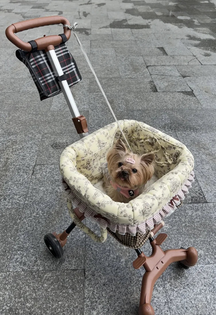 2026 SUMMER Pet Stroller with Complimentary MaT for Small 10 Lbs Dogs & Cats Lightweight Foldable Design One-clickFolding  Brake