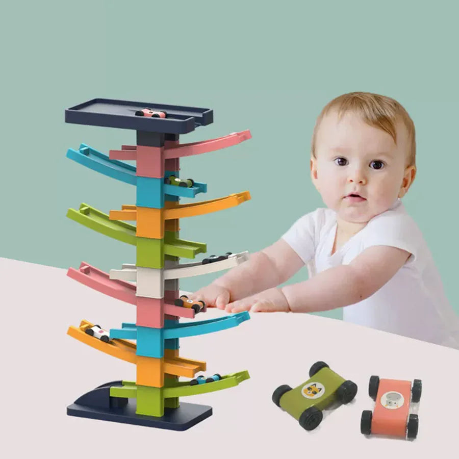 Baby Toys Children's Gliding Track Car Mini Car Inertia Girl Kids 3-Year-Old Boy Toy Multi Layer Cartoon Puzzle Slide Car Toys
