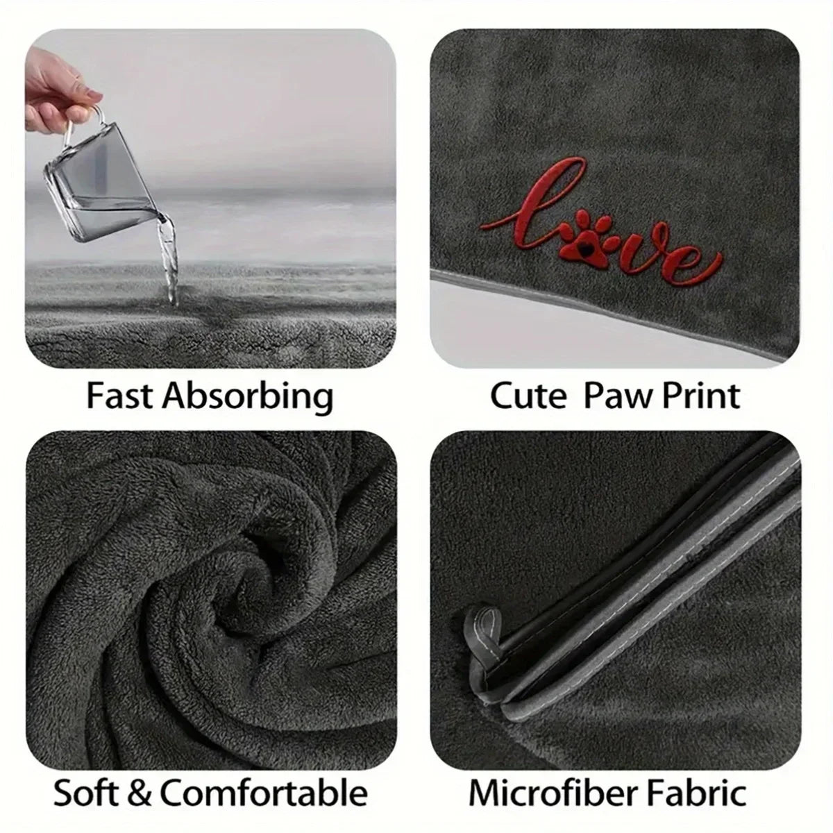 Quick Drying Dog and Cat Towels Soft Fiber Towels Bath Towel Pet Bathrobe Covenient  Cleaning Towel Pet Supplies