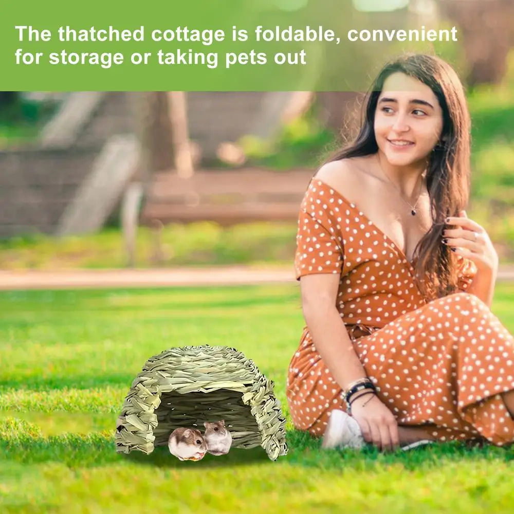 Grass House For Rabbits Folding Beds Guinea Pig Hideouts Small Animal Play Hideaway Bed Habitat Decor Hay Bed Playhouse For