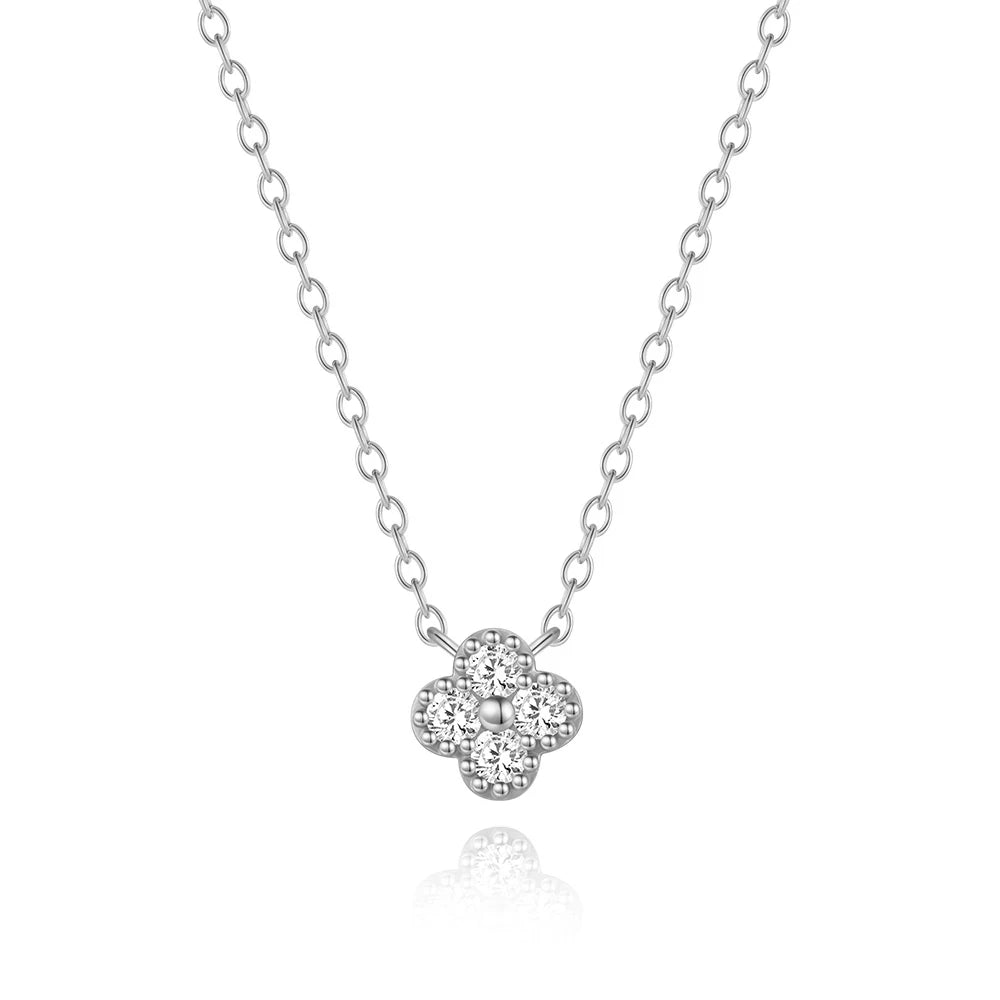 Aide Plata Real 925 Sterling Silver Lucky Lady Necklace European And American Four-leaf Clover Chain Necklace Turquoise Necklace