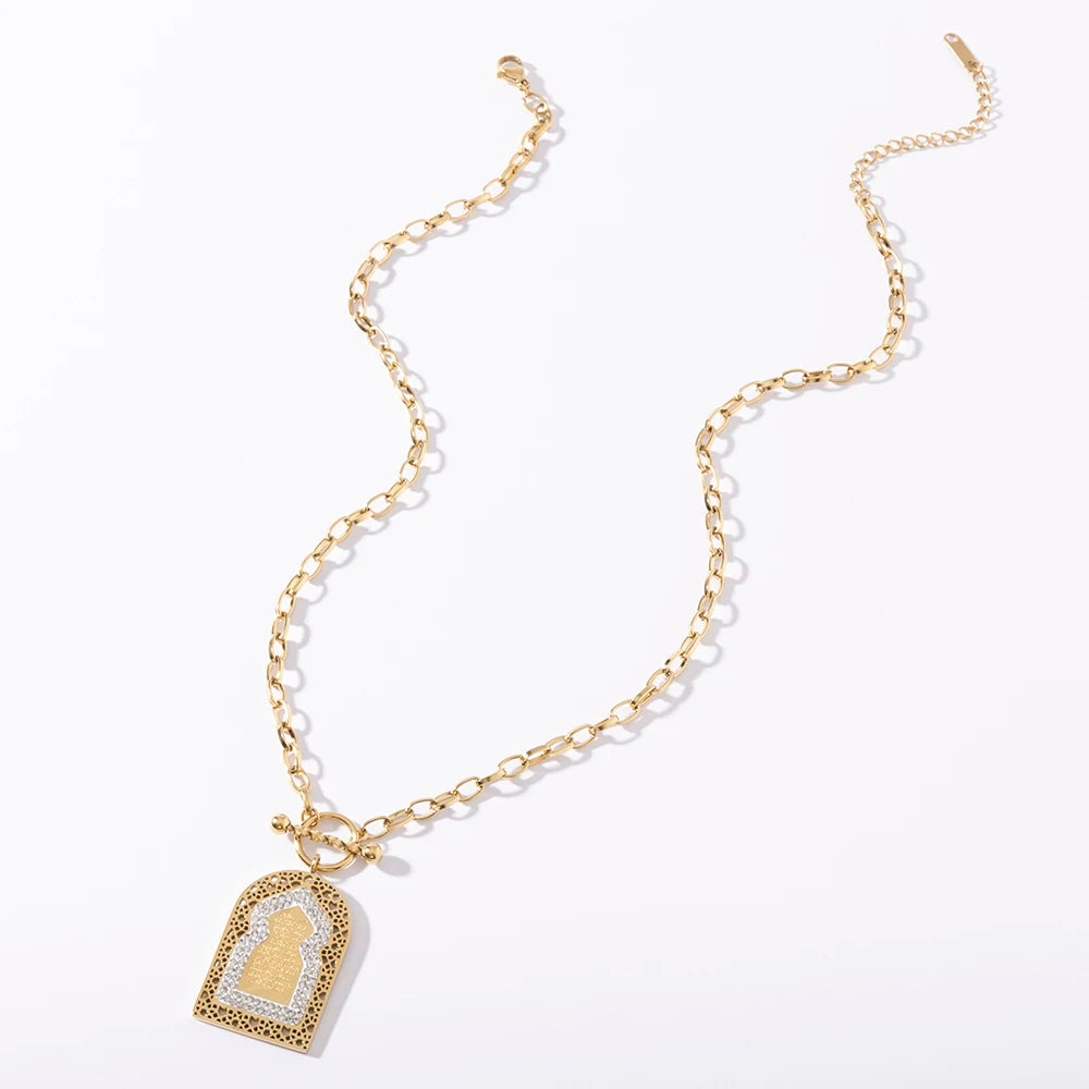 2025 Vintage Simple Colored Heart Tarot Pendant Necklace Fashionable Geometric Jewelry Anniversary stainless steel for Women