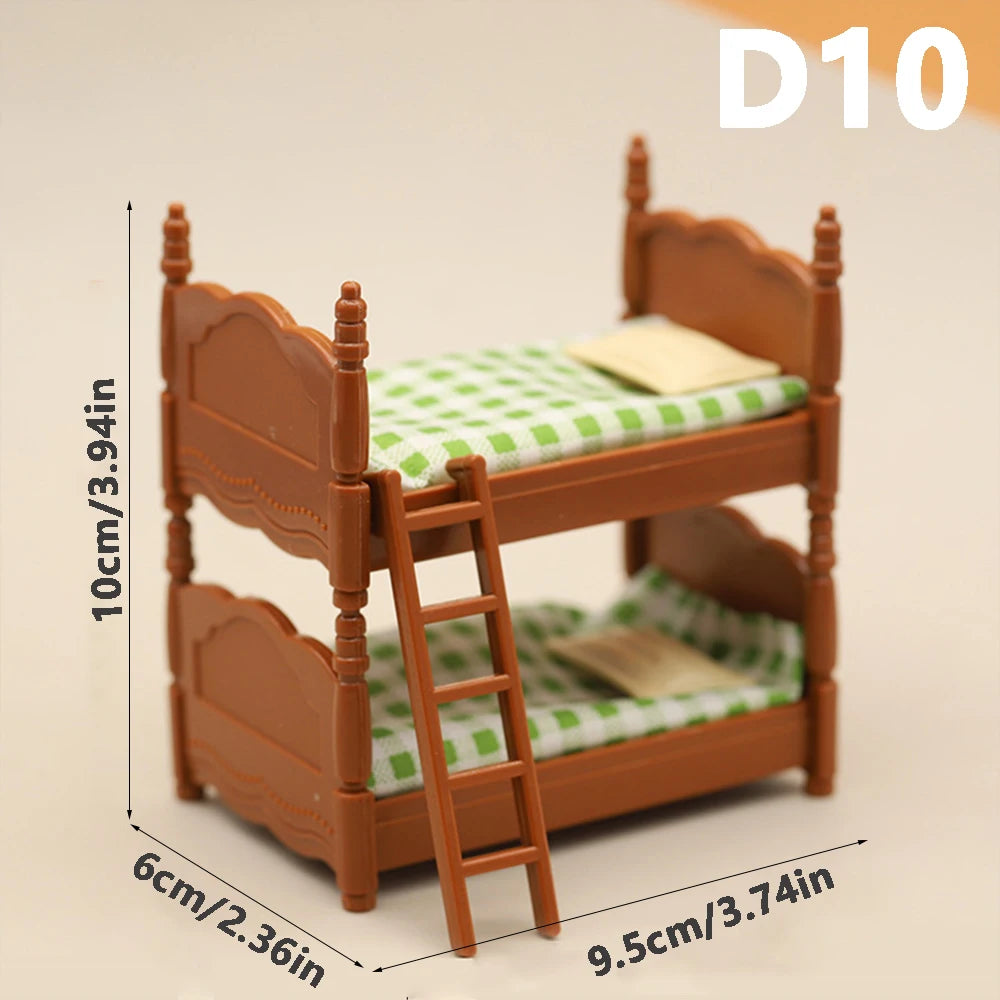 Doll House 1:12 Miniature Furniture Kitchen Toy Dining Table Dollhouse Accessories Montessori Bedroom Bathroom For Girl Gift
