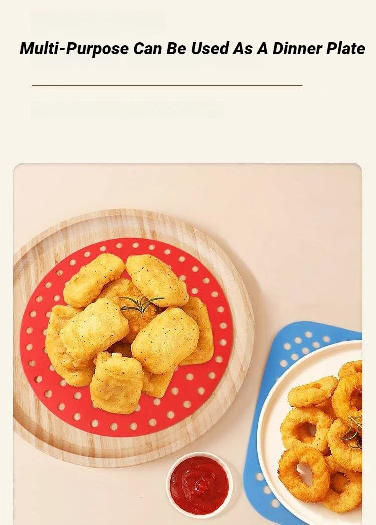 Reusable Silicone Air Fryer Mat Non Stick Baking Pad Inner Liner Cooking Bakeware Oil Cake Grilled Saucer