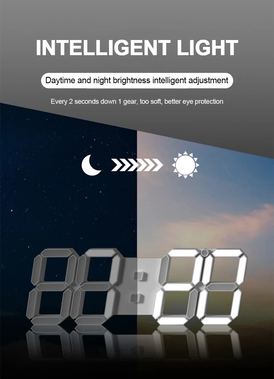 3D LED Digital Alarm Clock USB Charging Luminous Multifunctional Electronic Wall Clock Home Decorative Gift