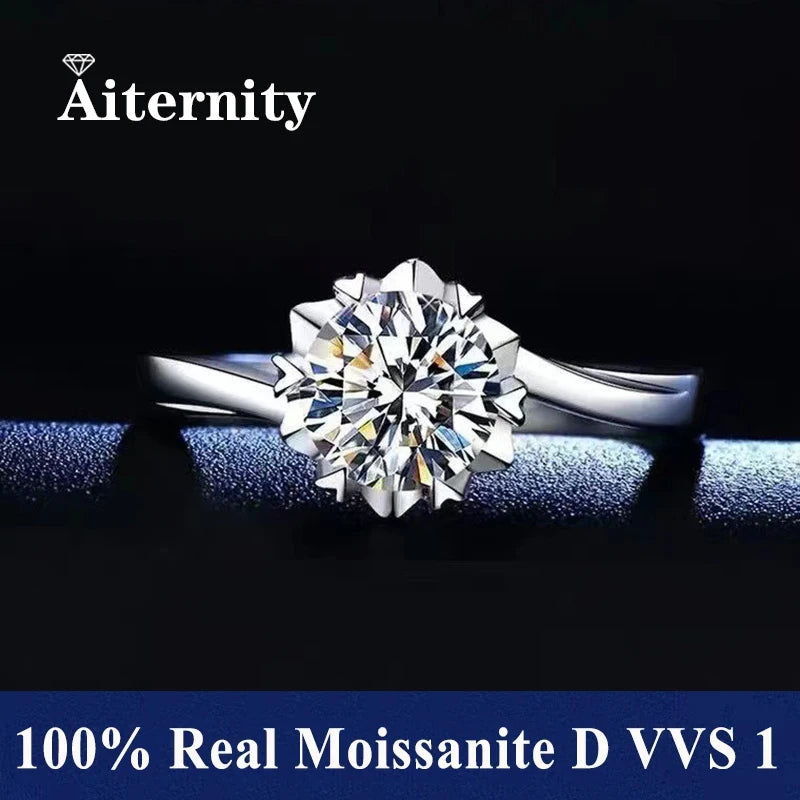 Men And Women's Moissanite Wedding Ring D VVS1 Adjustable Size S925 Silver GRA Certificate Wedding Ring