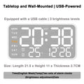Mirror Brushed Finish Wall Clock Premium Feel Silent Wall Clock Table Alarm Clock Temp Display Bedroom Office Living Room Decor