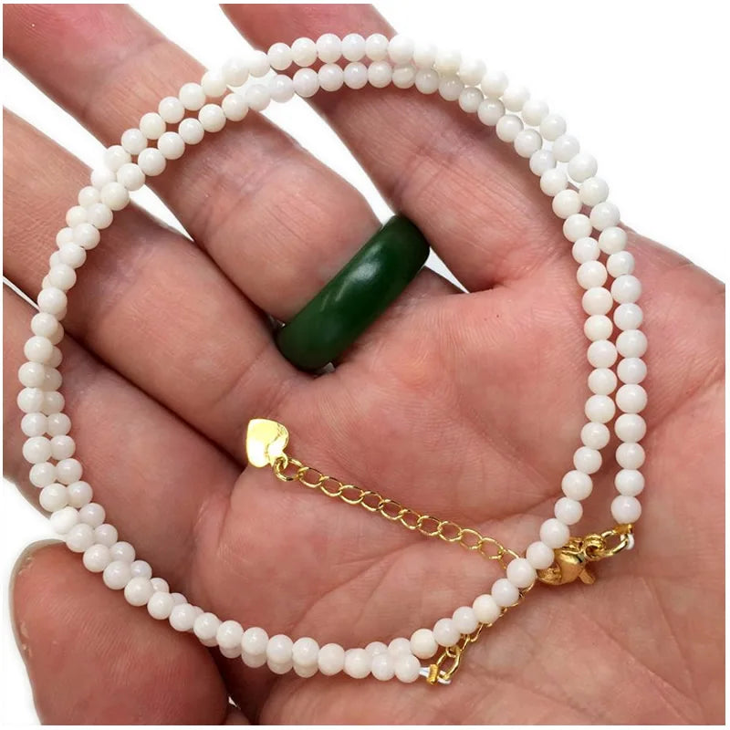 Simple 4MM Natural Pearl Coral Chain Choker Necklace For Women Wedding Love Gift Necklace Fashion Jewelry Wholesale