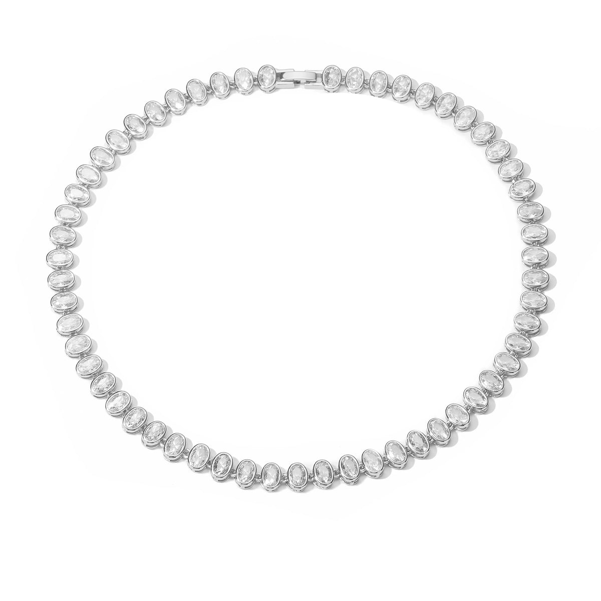HECHENG,Oval Sparkling CZ Charm Bracelets Necklace for Women 18K Gold Plated Tennis Cubic Zircon Bohemia Beach Jewelry Set