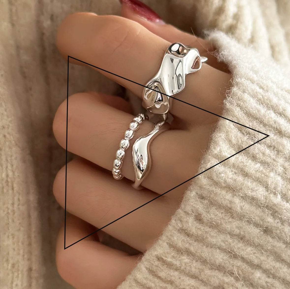 Sam Panda 925 Sterling Silver Mask Ring For Women Gift Frosting Vintage Irregular Personality Punk Jewelry Dropshipping