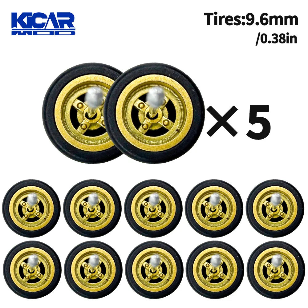 1/64 Model Q Car Wheels with Detachable Slicks Rubber Tires for Toy Model Diecast Cars Refiting Parts for MINIGT  (5 Cars)