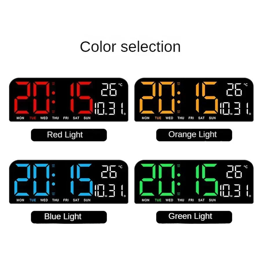 Large LED Digital Wall Clock Temperature Date Week Display Countdown Table Clock Brightness Adjustment Two Alarm 12/24h Clock