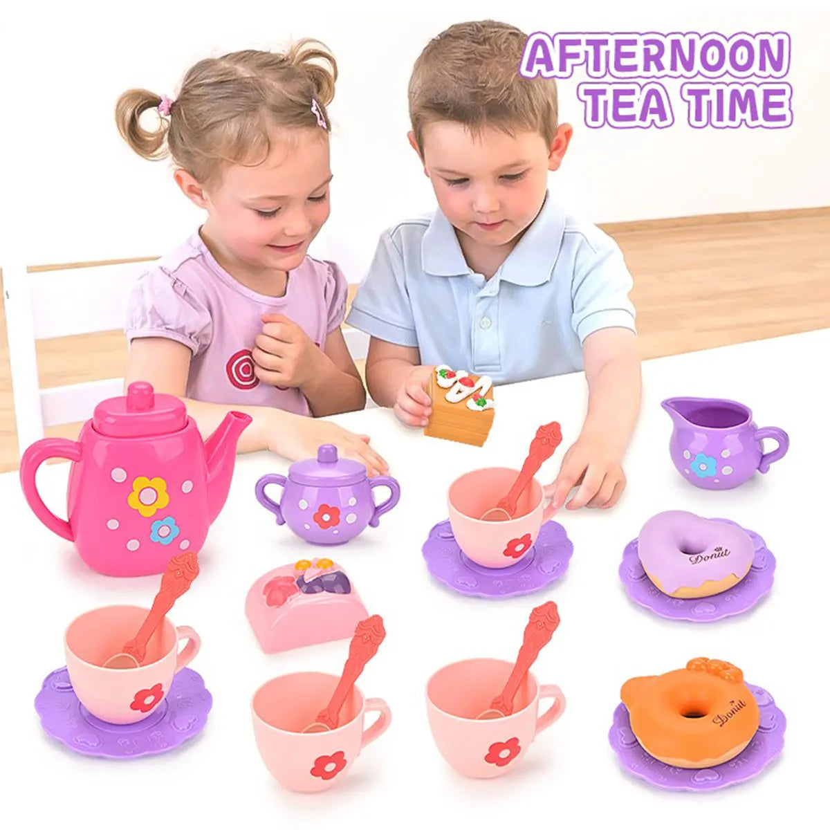 Kids Tea/Pastry Set Toy Simulation Pretend Play Food Playset for Children Montessori Toddler Children Gift Kitchen Girl