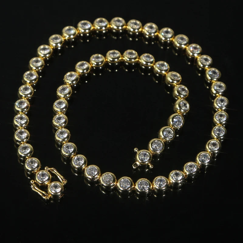 New Arrived Top Quality Fashion Women Female Jewelry Set Bezel 5A CZ Round Beaded Tennis Chain Bracelet Necklace