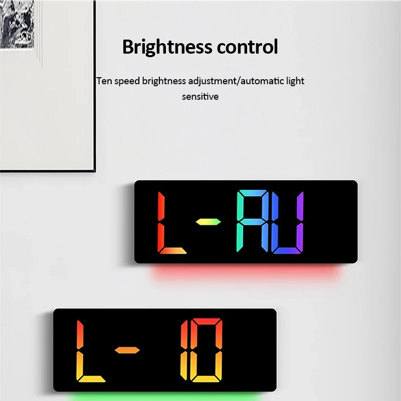 17" Large Digital Wall Clock 11Colors Dispaly & Dynamic RGB LED Clocks Temp Date Week Display Remote Control Dual Alarms Clock