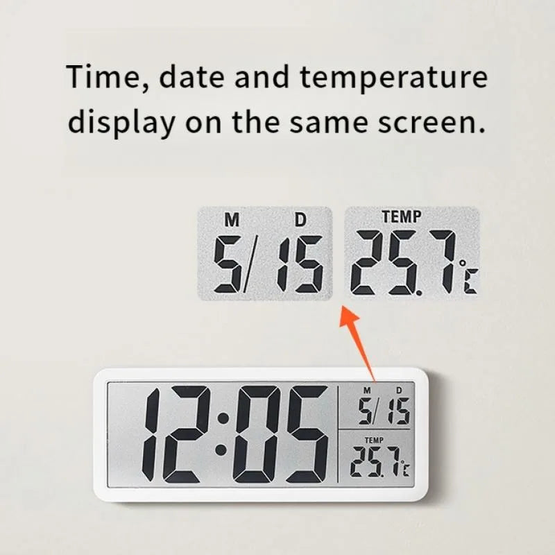 Battery Powered LCD Digital Wall Clock Time Temperature Date Desktop Table Clock With USB Cable 12/24H LCD Clock for Living Room