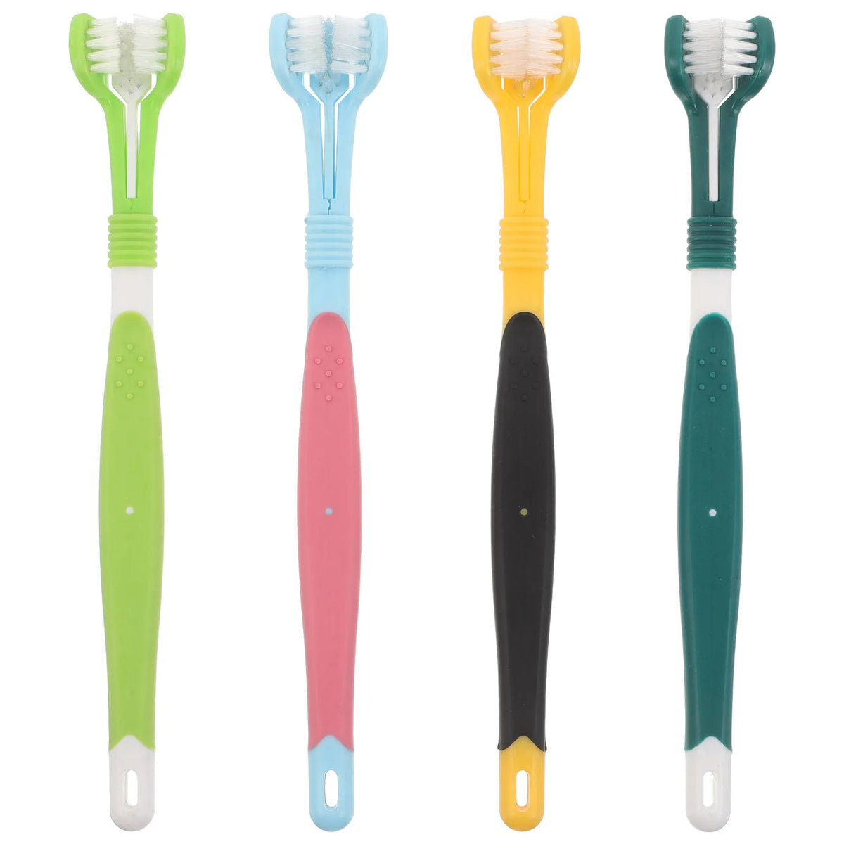 4Pcs Pet Toothbrush Three-Sided Triple-Head Design Soft Dental Brush Medium Dogs Cats Puppy Teeth Cleaning Cat Tooth Brush