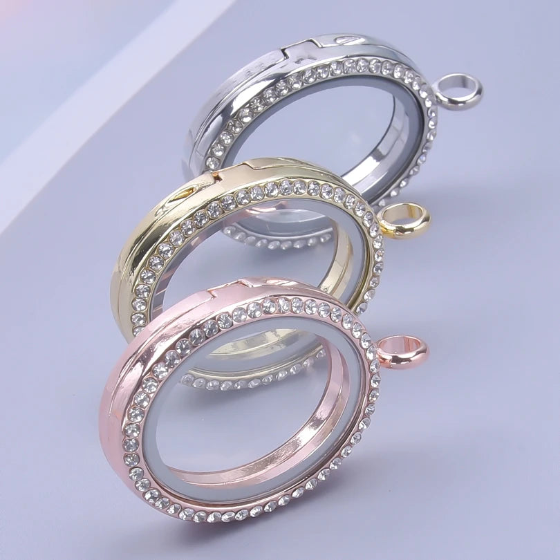 10Pcs/Lot Openable Round Living Reliquary Picture Locket Pendant Glass Floating Cremation Urn Medaillon Colgantes Jewelry Making