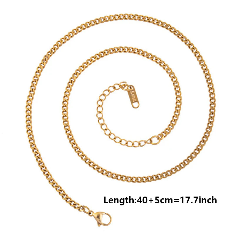 10pcs/Lot Gold Color Stainless Steel Chain 45cm Adjustable Necklace Width 1.2/1.5/1.6/2.2/2.5/3mm Men Women Jewelry Chain Bulk