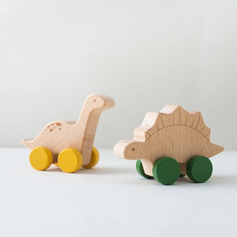 Wooden Montessori Toys Animal Block Dragging Stars Moon Surround Train  Hand Coordination Stacking Toy Handmade Decoration Gifts