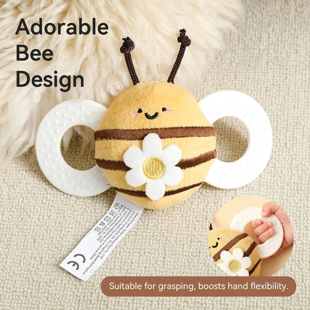 Baby Rattle Toy Baby Crib Moving Bell Felt Plush Bee Soothing Doll 0-12 Months Baby Montessori Sensory Touch Toy Newborn Gift