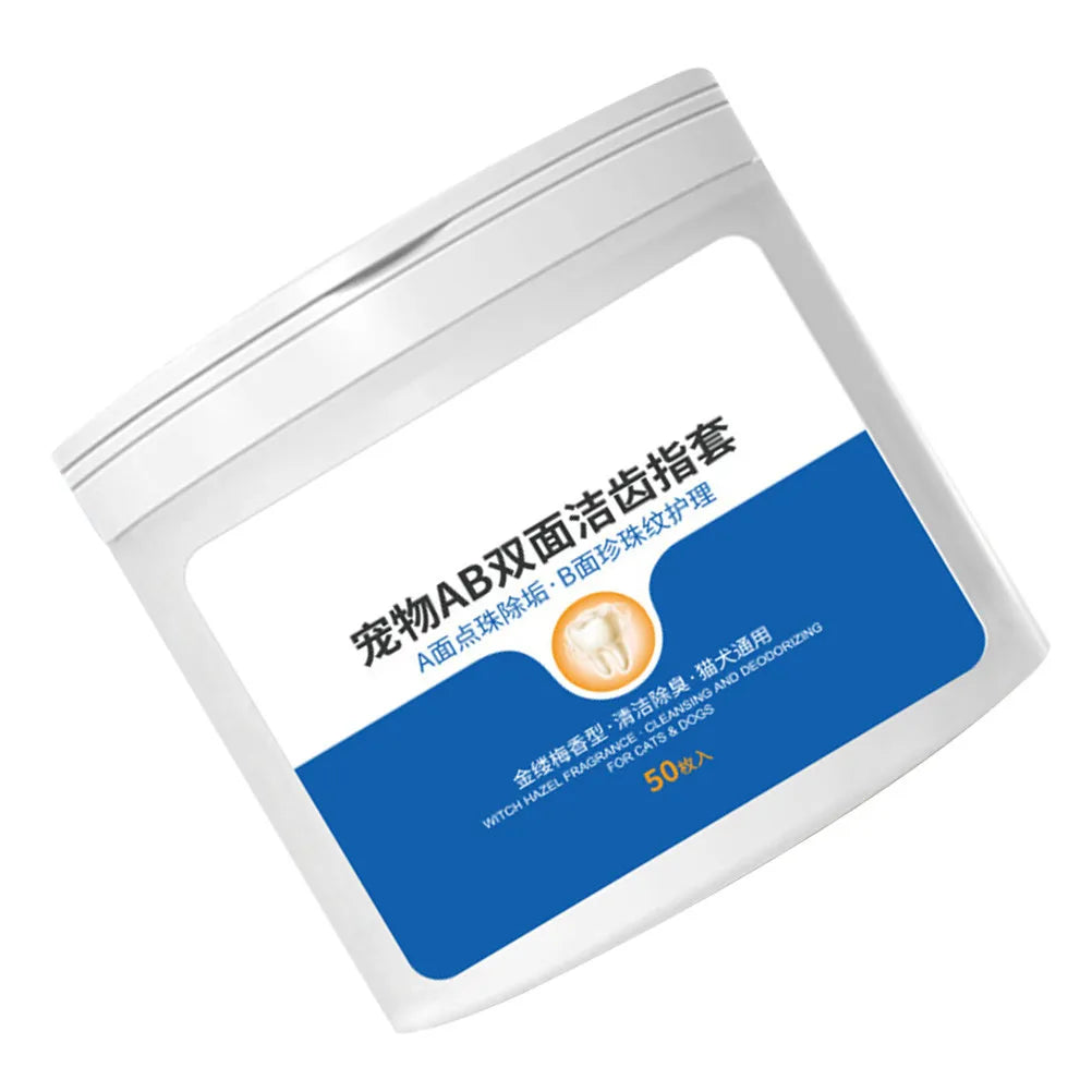 50Pcs Pet Finger Toothbrush Dental Wipes Professional Dog Cat Reusable Portable Household Tooth Cleaning Accessories