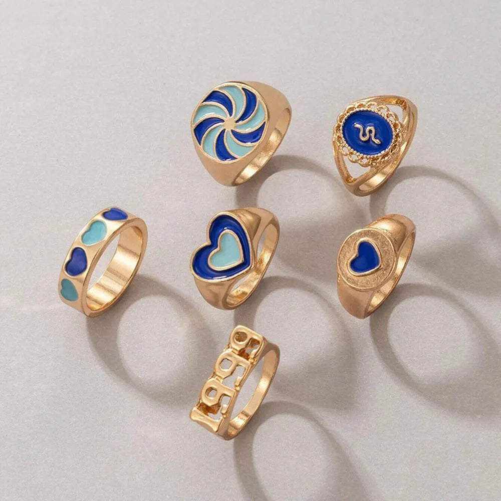 10/20/30/50/100Pcs/Lot Retro Punk Bohemian Rhinestone Carve Rings For Women Mix Style Jewelry Party Gifts Accessories Wholesale