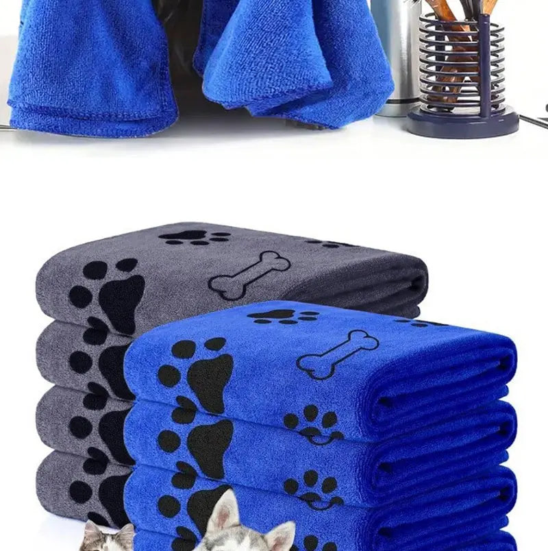 Microfiber Pet Printing Absorbent Towel Thickened Puppy Quick-drying Dog Claw Bath Towel, Pet Bath ProductsAbsorbent Medium Dogs