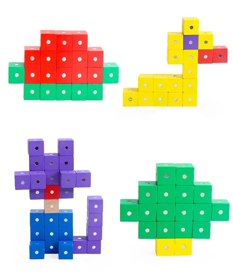 2*2*2cm Square Cube Rainbow Blocks Building Assembling Blocks Wooden Toys for Gift