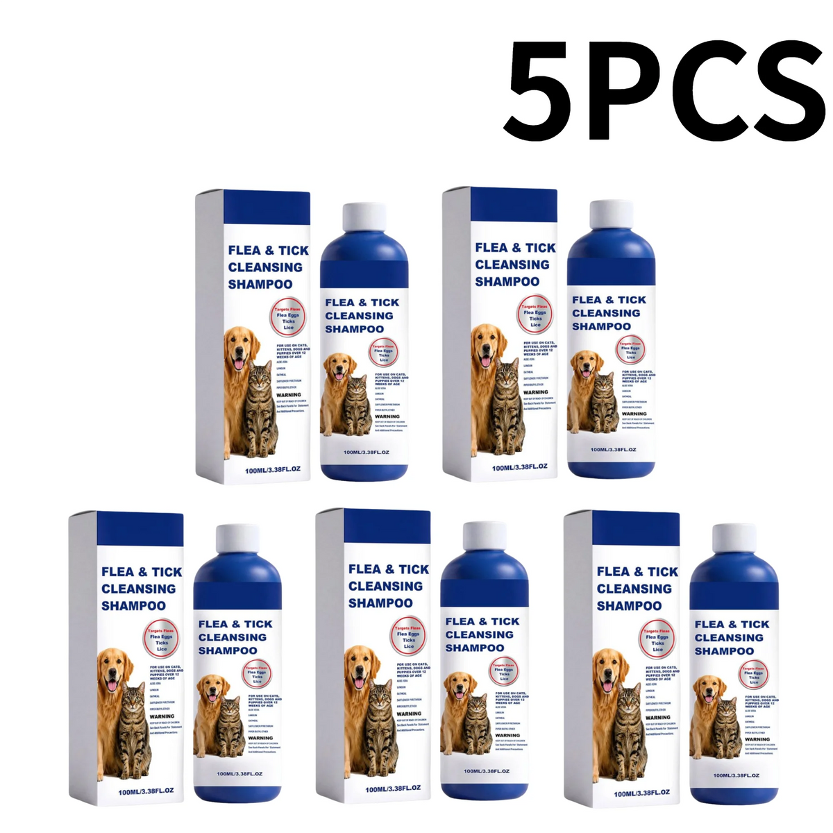 100ml Pet Flea & Tick Cleansing Shampoo Gentle Soothing Deodorizing Bath Wash For Dogs Cats Deep Cleaning Remove Lice Mite