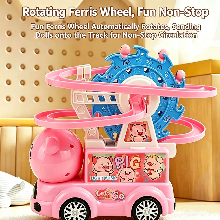 1pcs Cartoon Animal Ferris Wheel Track Car Toy with Light and Music Puzzle Parent-Child Interactive Birthday Christmas Gift