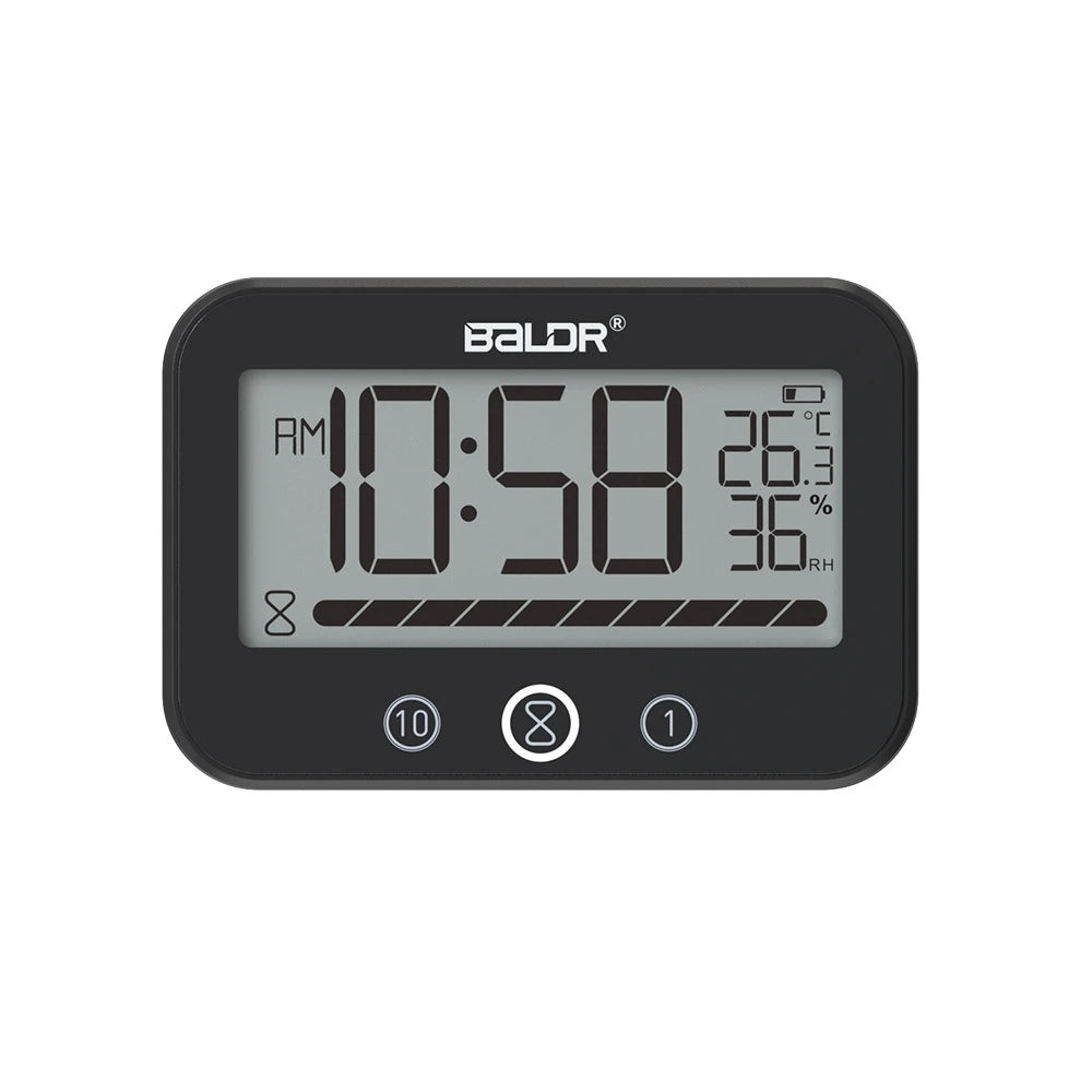 BLADR Touch Digital Shower Hygrometer Thermometer P54 Waterproof LCD Bathroom Kitchen Audible Atomic Alarm Clock Countdown Timer
