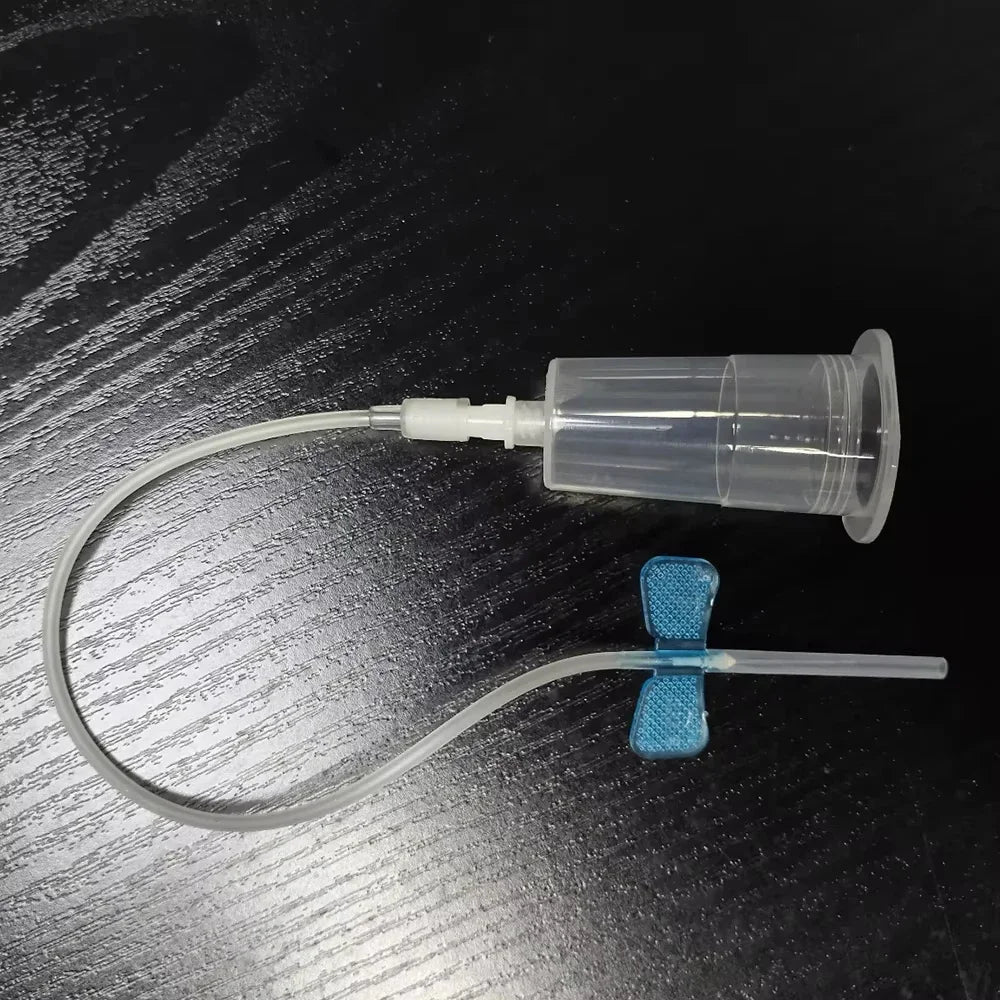 100/batch Pet Safety Blood Collection Set, Disposable Butterfly Wing Needle+Plastic Vacuum Needle Holder For Veterinary Use