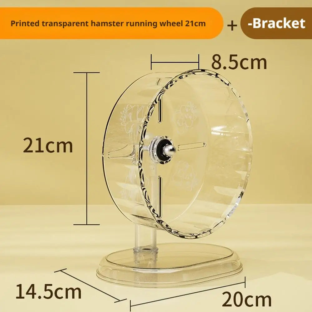 Silent Widened Transparent Running Wheel for Hamsters Small Pet Roller Bearing Support Toy Exercise Equipment for Rodents