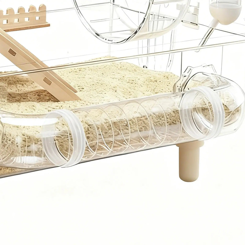 Hamster Habitat 2-Layer Clear Habitat 17.7x11x13.3 Inch Acrylic Small Animal House for Monitoring Breeding Hedgehog Ferret