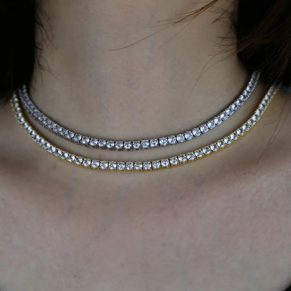 D VVS1 Moissanite Tennis Necklace For Women Top Quality 100% 925 Sterling Silver Sparkling Party Fine Jewelry