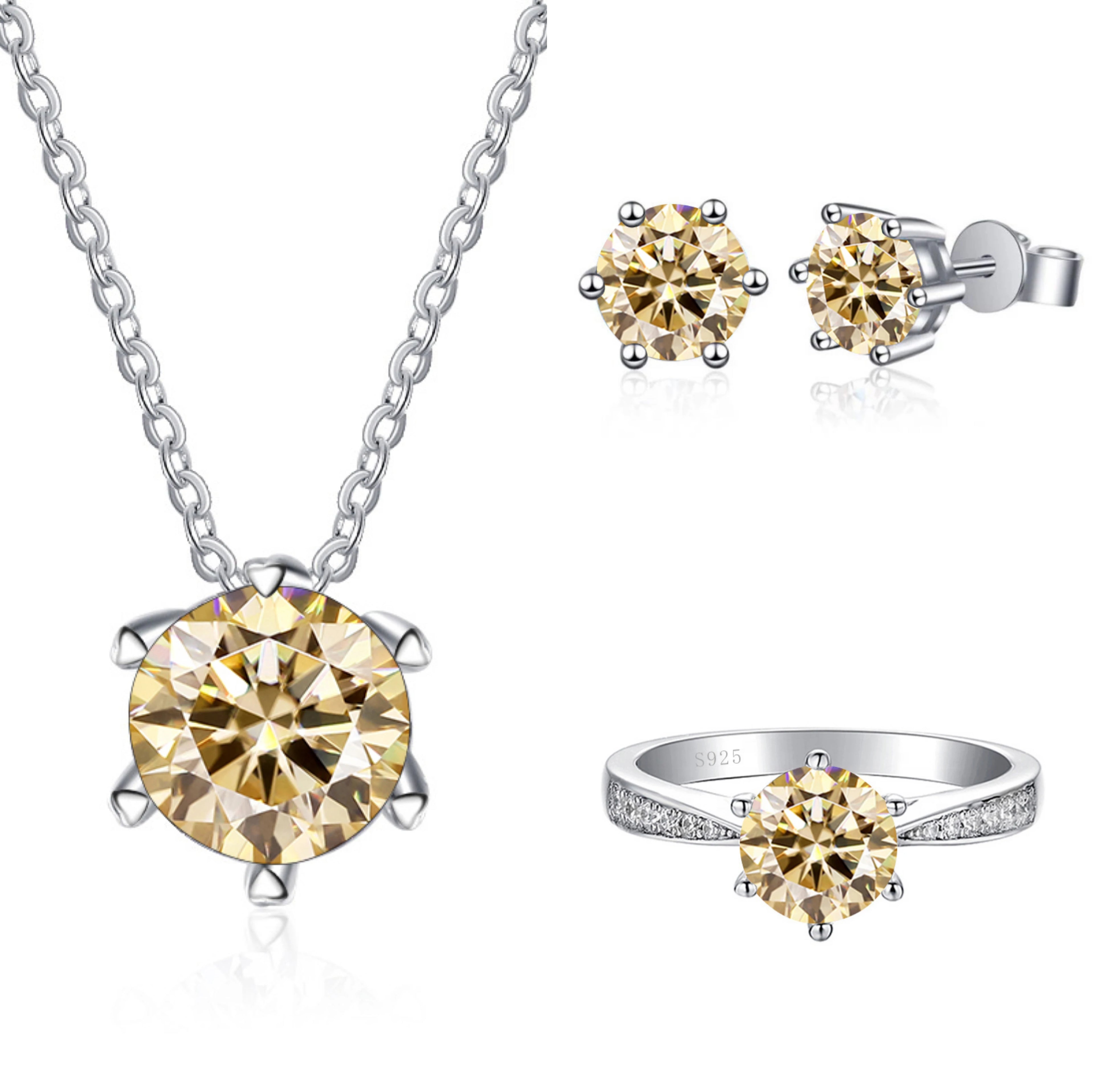 JoyceJelly Moissanite Jewelry Set With 1CT D Color VVS 3EX moissanite stone pass diamond test Wedding Luxury Fine Jewelry gift