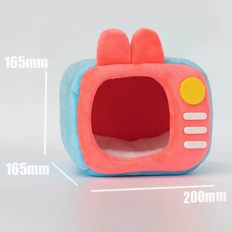 Pet Hamster Nest Cartoon TV Rabbit Squirrel Mini Cage Guinea Pig Nest Animal Nest For Rodent Rat Hedgehog Ferret Small Pet House