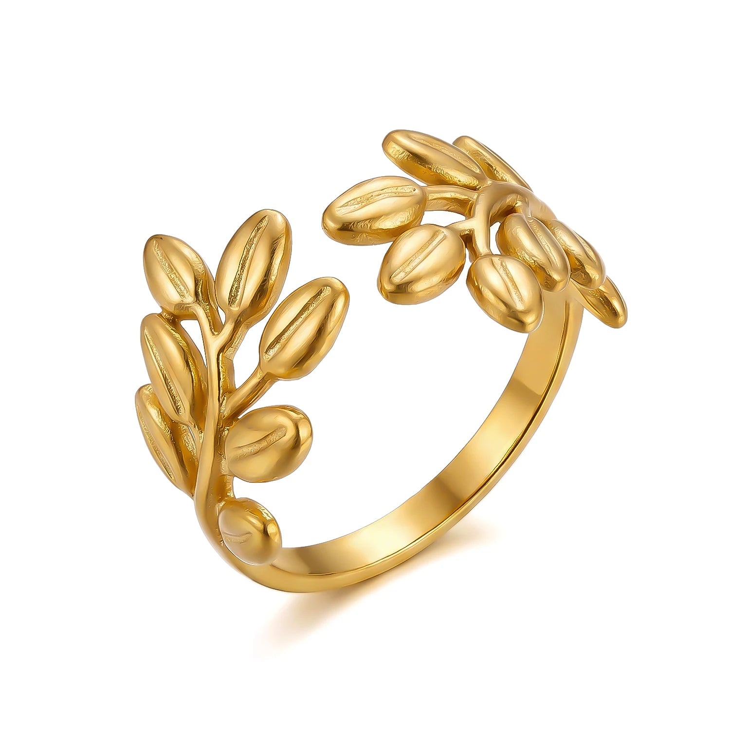 Gmai PVD Plated Stainless Steel Open Rings Set for Women Vintage Sun Leaf Shell Geometric Cuff Ring Hypoallergenic Jewelry Gift
