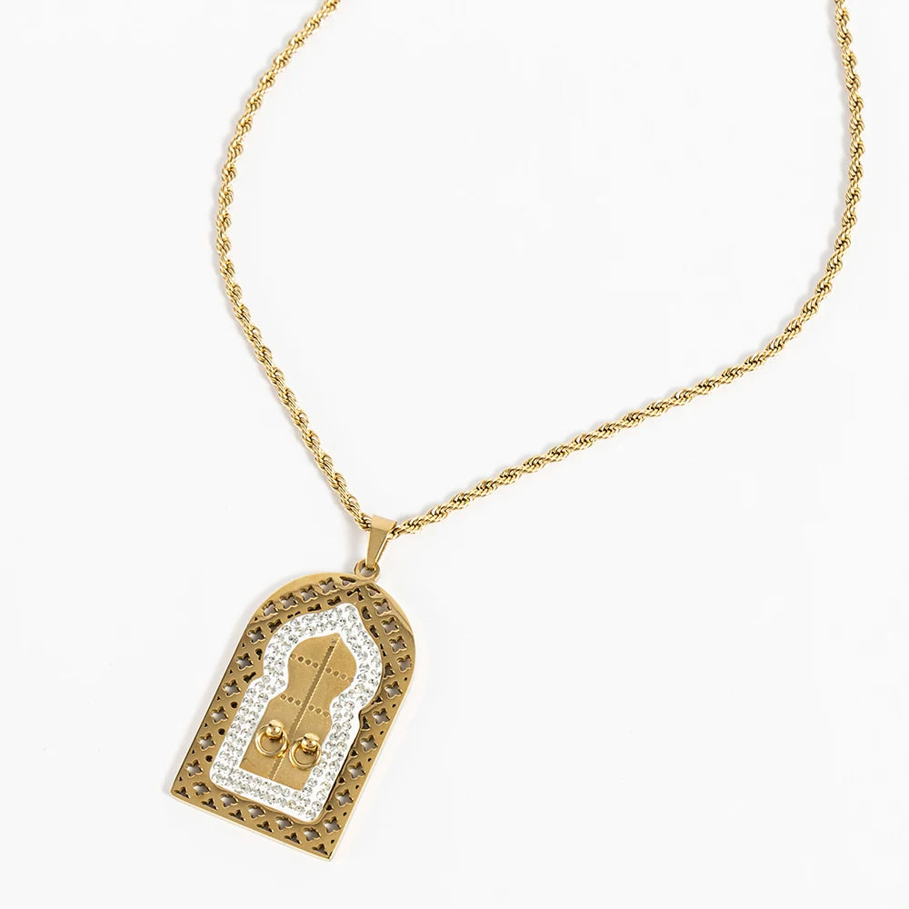 2025 Vintage Simple Colored Heart Tarot Pendant Necklace Fashionable Geometric Jewelry Anniversary stainless steel for Women