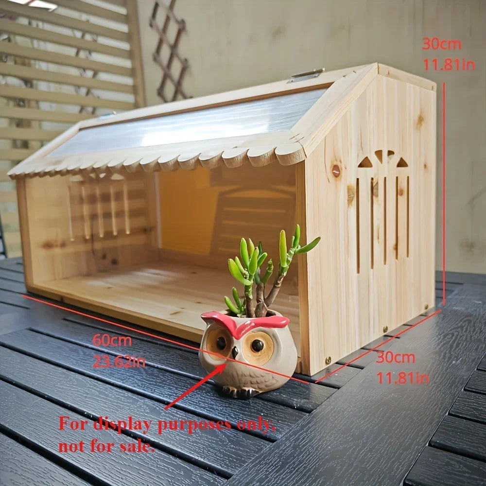 Small Pet Feeding Box, Insulated Hamster Villa for Mice Reptiles Hedgehogs, Multi-Function Climbing Habitat (Cage Only)