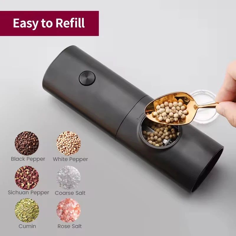 1/2 pcs Electric Automatic Salt and Pepper Grinder Set Led Light Grinder Set Spice Mill Adjustable Spices Grinder Kitchen Tools