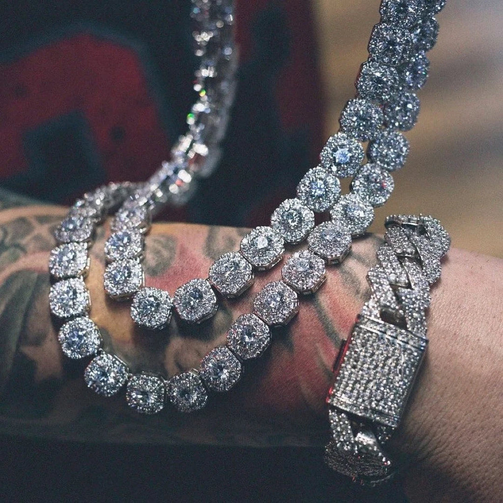 13/14/20MM HipHop Iced Out Chain Cuban Link Chain Necklace For Men Gold Silver Color Rhinestone Pave Men's Birthday Jewelry Gift